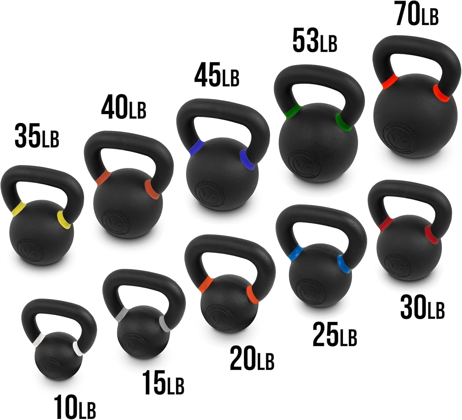 Premium Cast Iron Kettlebells Powder Coated Kettle Bell Weights - Includes LB and KG Weight